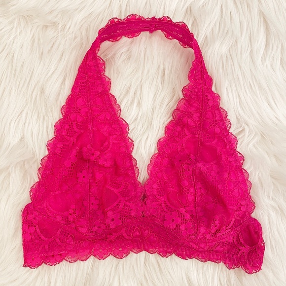 NWT Free People Galloon Lace Halter Pink Bralette - Picture 4 of 4